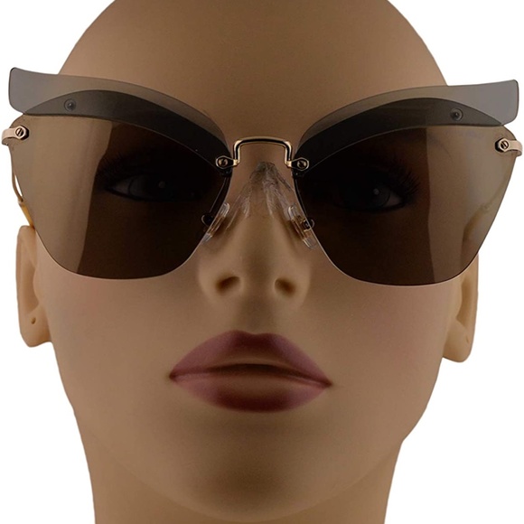 Miu Miu MU56TS Sunglasses Opal Sage w/Light Brown Mirror Gold 63mm Lens BY61C0 - Picture 5 of 5